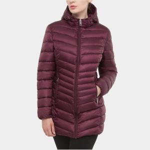 Женское легкое длинное пальто-пуховик Rokka&Rolla, которое можно сложить, бордовый