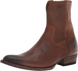 Мужские ботинки Frye Austin Inside Zip - стильная, прочная кожаная обувь с амортизирующей стелькой для комфорта и боковой застежкой-молнией, ковбойский стиль, коричневый