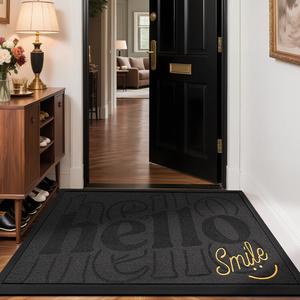 Dajiang Ковер 60х90 см для прихожей, грязеотталкивающий, износостойкий, с лазерной вышивкой Welcome