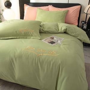 LUOLAI HOME Комплект постельного белья 1.5 спальный, 4 предмета, простыня на резинке, пододеяльник 200x230 см, голубой