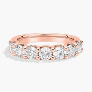 Кольцо с семью выращенными в лаборатории бриллиантами с общим контуром зубцов из розового золота 14 карат (2 карата, двойной огранки - FG / VS2-SI1) Blue Nile