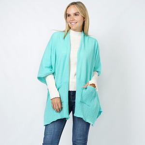 Вязаный жилет-пончо с передними карманами TRUEDAMES, мятный