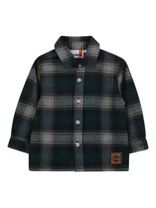 Клетчатая рубашка с длинными рукавами Timberland Kids, синий