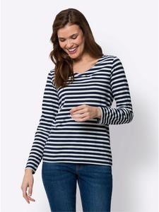 Полосатая рубашка темно-синего и экрю цвета Heine