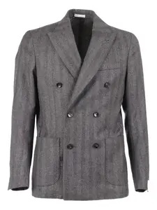 Двубортный пиджак с елочкой Brera, серый