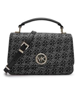 Сумка женская Michael Kors с фирменным принтом из монограмм, черно-серый