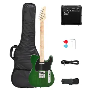 Электрогитара Glarry GTL с грифом из клена, зеленая + усилитель 20 Вт