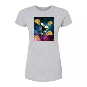 Футболка с приталенным графическим рисунком Invader Zim Space Tacos для юниоров Licensed Character, серый