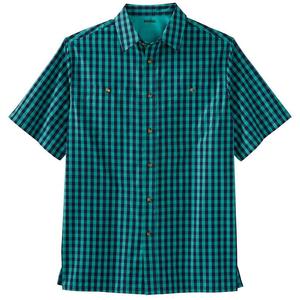 Мужская спортивная рубашка в клетку с короткими рукавами и принтом Kingsize Big & Tall KingSize, цвет Tidal Green Check