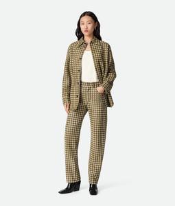 Intrecciato leather and suede pants BOTTEGA VENETA, лиана/травертин