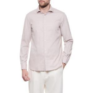 Хлопковая рубашка с принтом логотипа EMPORIO ARMANI, Light Umber