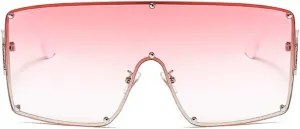 Солнцезащитные очки Melrose Oversized Square Punk One-pieces Mask Sunglasses Women Big Frame Luxury Vintage Shield Sun Glasses For Lady 2206, Pink