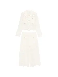 Комплект с брюками из кружев с цветочным узором Abel & Lula, бежевый