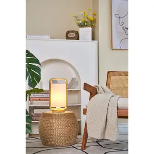 Настольная лампа Woody Charm макс. 20 Вт, дерево / ткань E27 E27 Pauleen, коричневый/белый