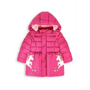 Зимнее пальто Unicorn Print Puffer JoJo Maman Bébé, цвет raspberry