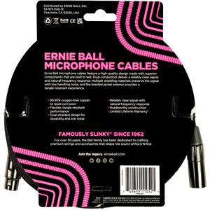 Микрофонный кабель Ernie Ball в оплетке XLR, 15 футов, черный
