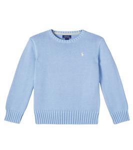 Хлопковый свитер с логотипом Polo Ralph Lauren Kids, Chambray Blue