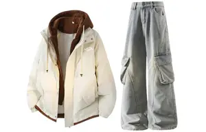 Толстовка Casual Sportswear утепленная с капюшоном унисекс X1617, оранжевый puffer jacket+желтый mud pants