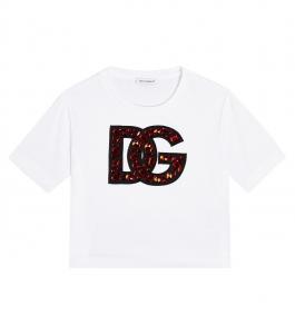 Футболка из джерси с декорированным логотипом dg Dolce&Gabbana Kids, белый
