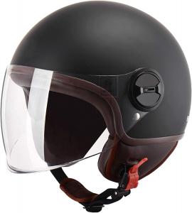 Мотоциклетный шлем унисекс для взрослых с открытым лицом - ретро-шлем-полушлем с солнцезащитным козырьком, одобренный DOT, в немецком стиле, как бейсболка, для скутеров, мопедов и квадроциклов (54-62 см) (Цвет: E) Ever TA