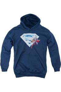 Супермен худи с логотипом Супермена и кристалла для детей Gildan, темно-синий
