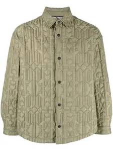 Стеганая куртка-рубашка с монограммой PALM ANGELS, зеленый