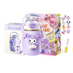 Бутылка для воды Cinnamoroll/Kuromi/My Melody Collection Big Belly 700ML Sanrio, Kuromi Doll Straw Insulated Cup+Shopping Bag (Includes Cup Brush+Straw Brush+Stickers)