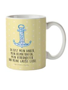 Детская кружка, якорно-синего цвета с надписью пастельно-желтого цвета Mr. & Mrs. Panda