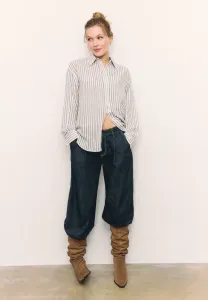 Эффектная блузка на пуговицах Stradivarius, Mottled Brown