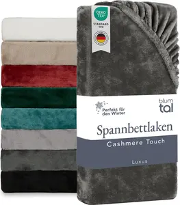 Простыня на резинке Cashmere Touch 90x200 см Plush - Простыня на резинке 90x200 см Winter - Простыня на резинке из микрофибры 90x200 см Anthracite Blumtal