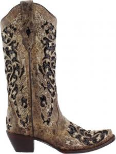 Женские белые ковбойские сапоги Corral с заостренным носком для свадьбы Corral Boots, коричневый