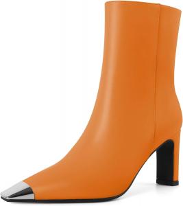 Женские ботильоны AUMOTED на толстом каблуке с высокой платформой, серебристой носовой частью, квадратным носком, боковой молнией, модные короткие ботинки, каблук 3,5 дюйма