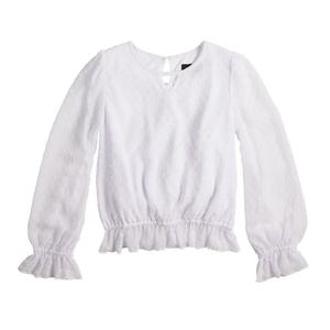 Топ с эластичной резинкой на талии и вырезом на талии для девочек 7–16 лет IZ Byer с зажимом в горошек, белый