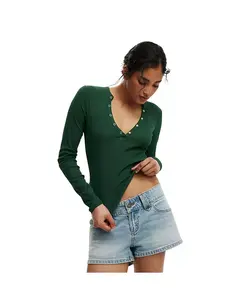 Женская футболка Ryan Henley с длинным рукавом COTTON ON, зеленый