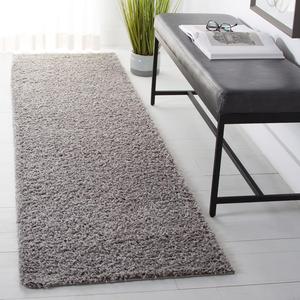 Ковер-дорожка SAFAVIEH, 67 x 366 см, Primo Shag Collection, Light Grey, сплошной дизайн, без линьки и простой в уходе, идеально для помещений с высокой проходимостью в гостиной, спальне (PRM300G)