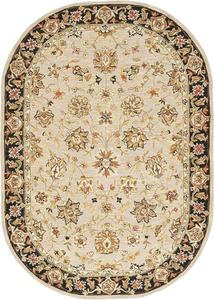 Ковер SAFAVIEH, 138 x 199 см, Chelsea Collection, овальный, Light Blue & Black, ручное плетение Hand-Hooked French Country Wool, идеален для помещений с высокой проходимостью в гостиной, спальне (HK505A)