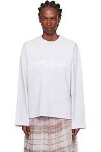 Acne Studios Серая футболка с вышитым логотипом