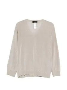 Джемпер с длинными рукавами и v-образным вырезом Fabiana Filippi, бежевый