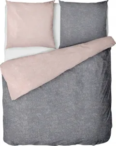 Фланелевое постельное белье 155x220 см, цвет розовый антрацит, 100% хлопок, застежка-молния, однотонное, подходит для любого сезона и зимы, в комплекте наволочка 80x80 см. Dobnig GmbH