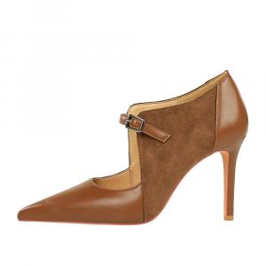 QITUMAUL Стройные каблуки на высоком каблуке 9,5 см женские коричневые, цвет Brown[Heel Height 9.5cm]