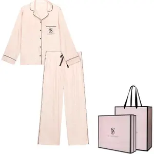 Victoria's Secret Pink The Mix пижамный комплект женский розовый принт