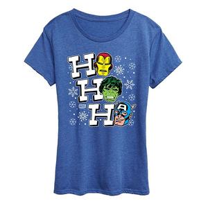Женская футболка с новогодним принтом Ho Ho Ho Marvel, Heather Royal Blue