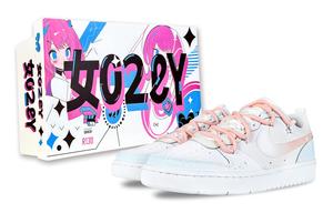 Nike Court Borough Sea Salt Bubbles, противоскользящие устойчивые к истиранию низкие скейтерские кроссовки Blue Pink