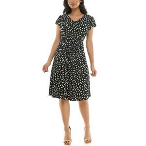 Женское платье с v-образным вырезом и запахом Nina Leonard, цвет black vanilla ice