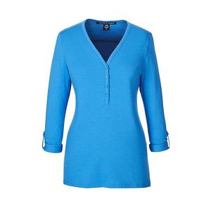 Женский трикотажный топ с Y-образной планкой и съемными рукавами Devon & Jones, French Blue