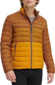 Мужская стеганая куртка Tommy Hilfiger с вышитым логотипом, Tan/Brown Colorblock