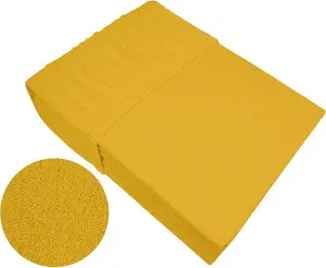 Простыня на резинке, махровая, плотная, 100х200 см, желтая Greno