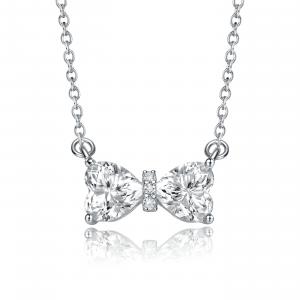 Многослойное ожерелье из стерлингового серебра с муассанитом 1,50 карата, выращенным в лаборатории, в форме сердца с подвеской-бабочкой Stella Valentino, серебряный