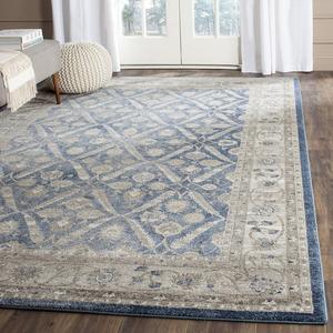 SAFAVIEH Sofia Collection ковер, 122 x 171 см, Blue & Beige, винтажный восточный дистресс-дизайн, не линяет и прост в уходе, идеален для помещений с высокой проходимостью: прихожая, гостиная, спальня (SOF378C)