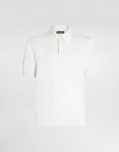 Шелковая футболка-поло с вышивкой логотипа Dolce & Gabbana, белый